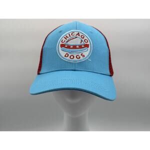 Chicago Dogs Independent Baseball Blue w/Red Mesh Trucker Snapback Hat CapUnisex
